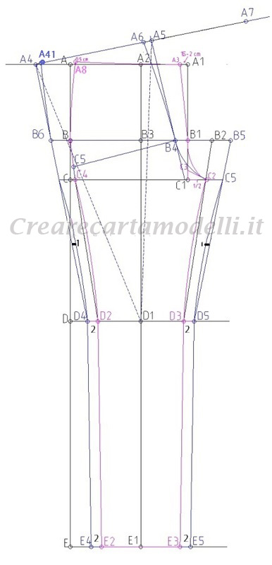 tracciato pantalone aderente